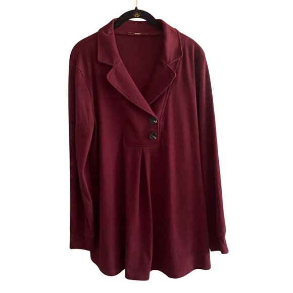 Gaharu Womens Swing Tunic With Notch Collar-Dark Red-Size Large-GUC - Picture 1 of 6